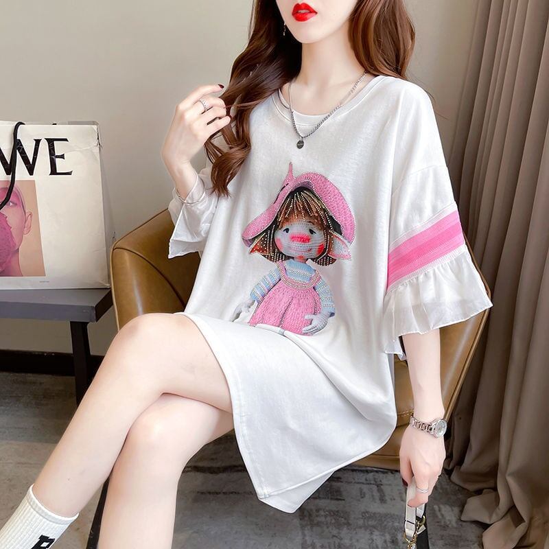 新商品 切り替え キュート ゆったり 全2色 半袖Tシャツ＜F-8349＞
