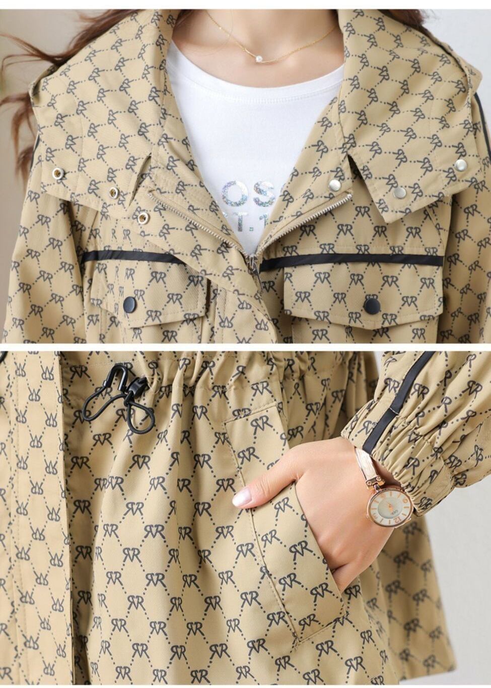 定番シンプル 着回し力抜群 美人度アップ   全2色 ウエストマーク トレンチコート（ショート丈） F-13050
