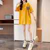 最新デザインセンス刺繍純綿ルーズ半袖Tシャツ<F-2949>
