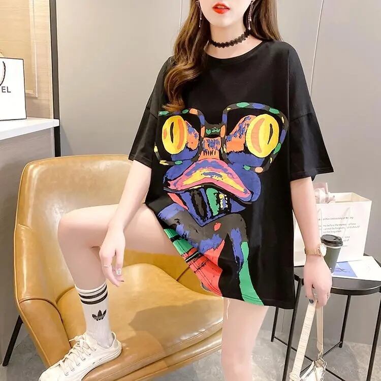 絶対流行 プリント ファッション ゆったり 全4色 半袖 Tシャツ＜F-11523＞