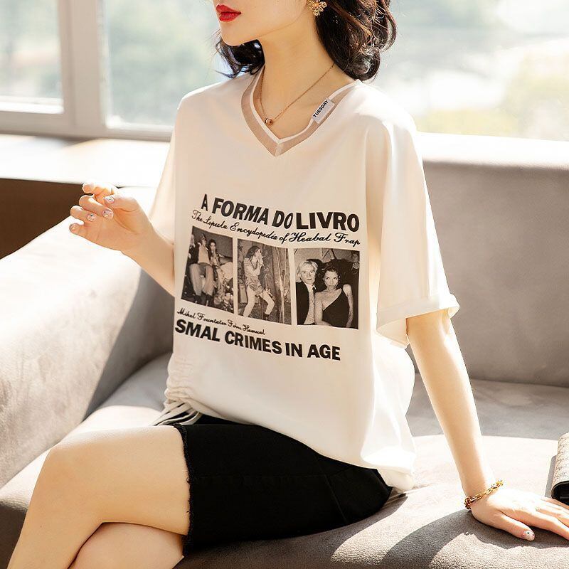 話題沸騰中 ファッション 着回し力抜群 プリント 2色選択 半袖Tシャツ＜F-8621＞