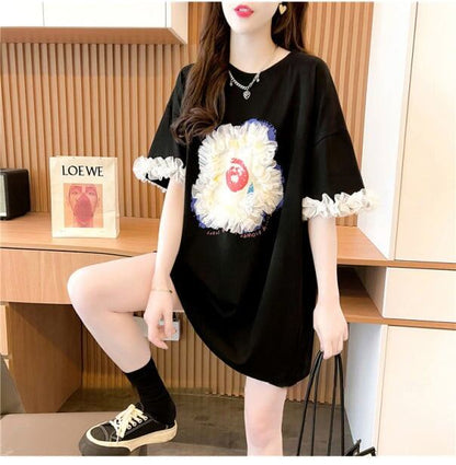 新作 好感度満載 個性的なデザイン ラウンドネック Tシャツ カットソー＜F-8405＞
