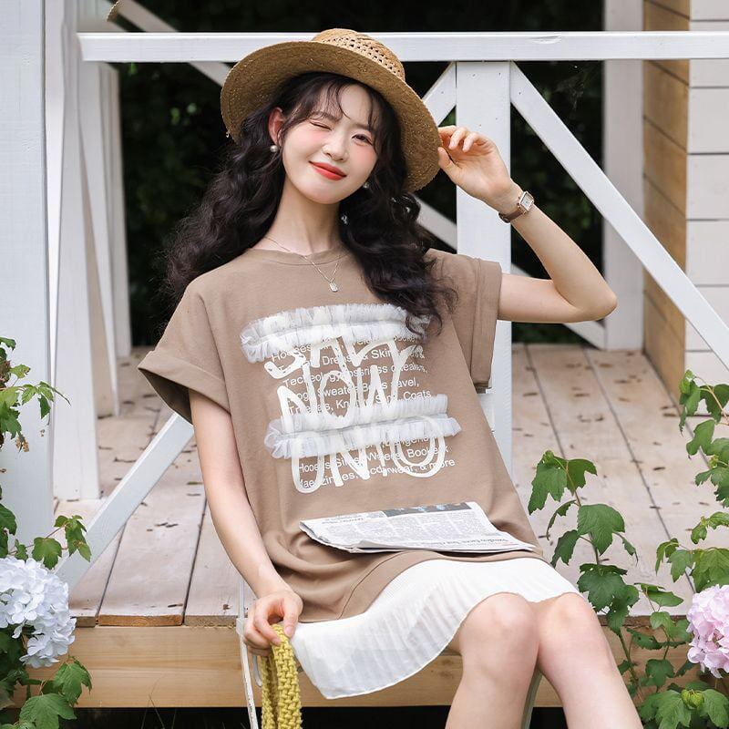 【半額！期間限定！！】大好評 スウィート 大人可愛い プリント レイヤード風 ワンピース<F-8683>