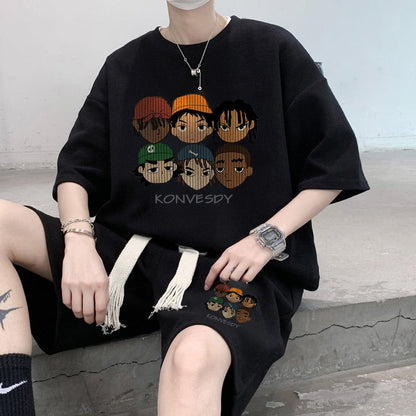 大注目 組み合わせやすい　半袖 Tシャツ＋パンツ 4色　セットアップ F-13149