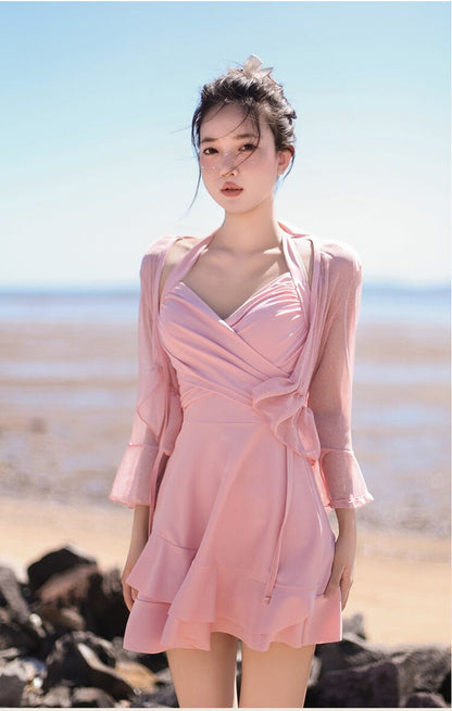 好感度UP 全4色 カジュアル 半袖 Tシャツ 水着 ワンピース ＜F-11816＞