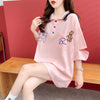 POLOネック   ベアー ロング Tシャツ 三色 ゆったりワンピース＜F-3991＞