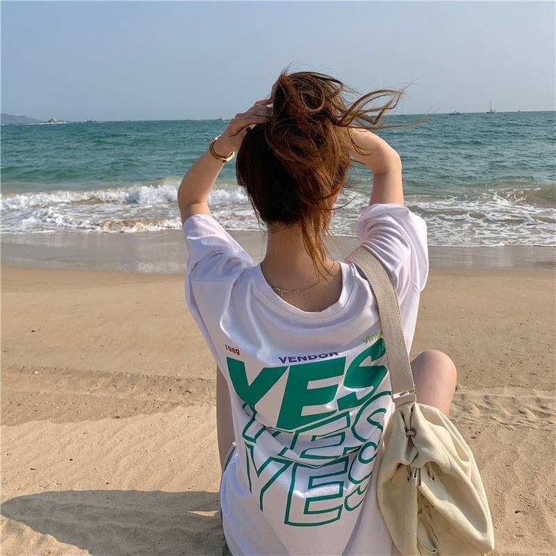 着心地良い   アルファベット Tシャツ ゆったり半袖 ＜F-2851＞