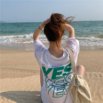 着心地良い   アルファベット Tシャツ ゆったり半袖 ＜F-2851＞