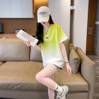 新商品 カジュアル グラデーション プリント 全3色 半袖TシャツF-9214