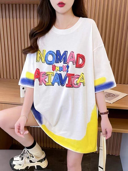 【半額！期間限定！！】着回し力抜群 個性派 ファッション プリント 3色選択 半袖Tシャツ＜F-8589＞