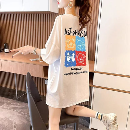 大活躍 プリント カジュアル 5色選択 半袖Tシャツ＜F-8584＞