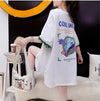 【半額！期間限定！！】デザインセンスニッチなミドル丈半袖Tシャツ新スタイル<F-3007>