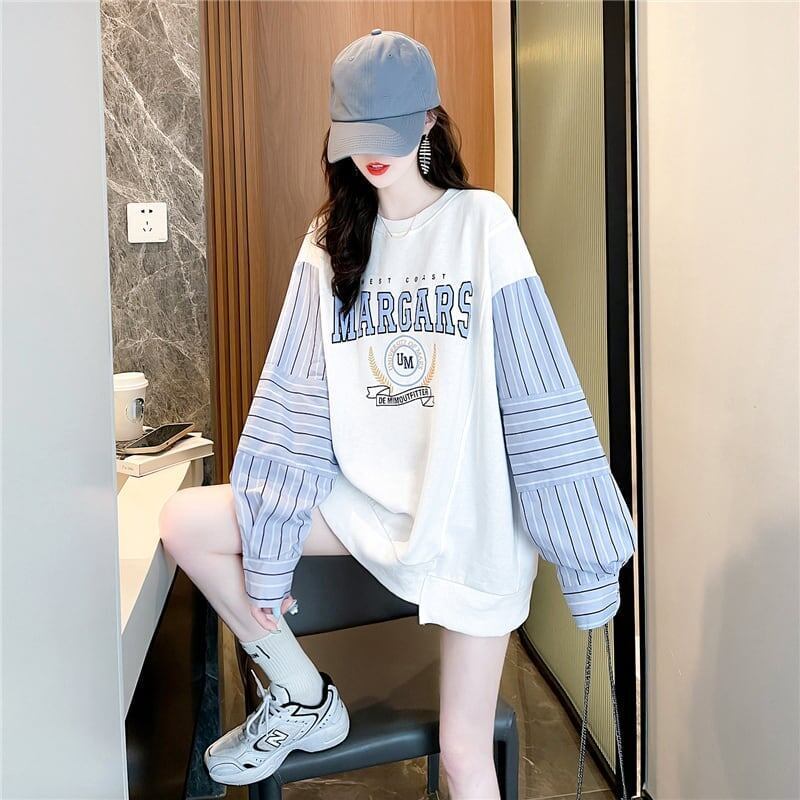 ルーズ   ファッション 切り替え スウェット パーカー＜F-2195＞