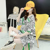 超人気 アバンギャルド 個性派 ラウンドネック プリント全2色 半袖Tシャツ<F-8720>