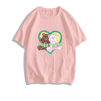 絶対欲しい大人可愛い カジュアル 高見えデザイン プリント全6色 半袖TシャツF-9328