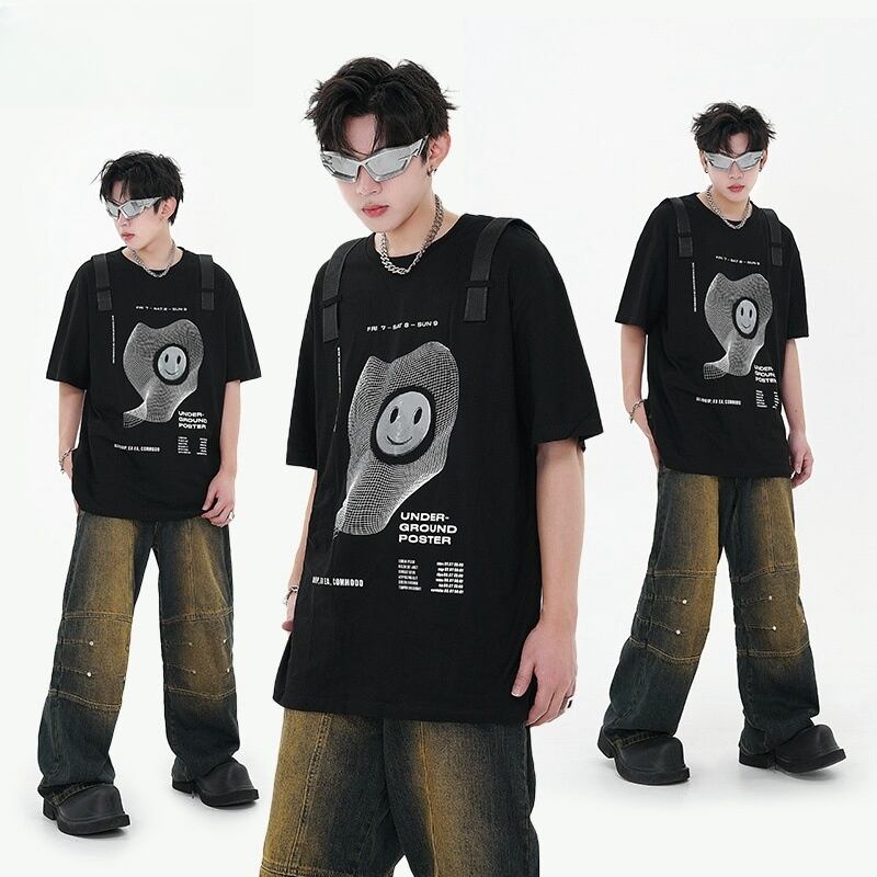 話題沸騰中 特別デザイン スタイルアップ効果抜群 ゆったり 男女兼用 半袖Tシャツ＜F-9060＞