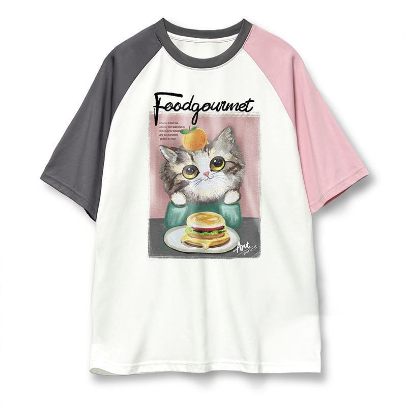 話題沸騰中 プリント切り替え 新作 全2色 半袖Tシャツ カットソー ＜F-8682＞