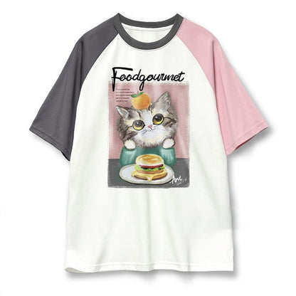 話題沸騰中 プリント切り替え 新作 全2色 半袖Tシャツ カットソー ＜F-8682＞