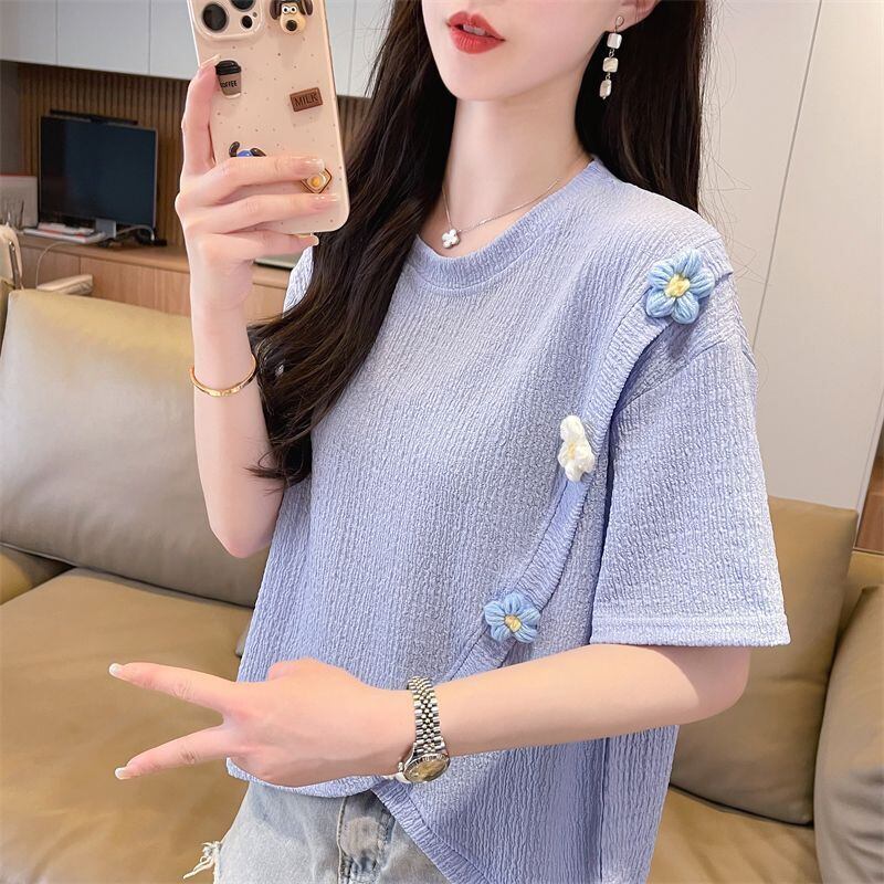 超人気 シンプル 好感度UP スウィート 3色選択 半袖Tシャツ＜F-8579＞