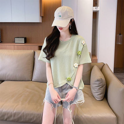 超人気 シンプル 好感度UP スウィート 3色選択 半袖Tシャツ＜F-8579＞