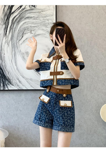 おすすめ おすすめ 話題沸騰中 上質 カジュアル 切り替え 半袖Ｔシャツ ショートパンツ セットアップ <F-11169>