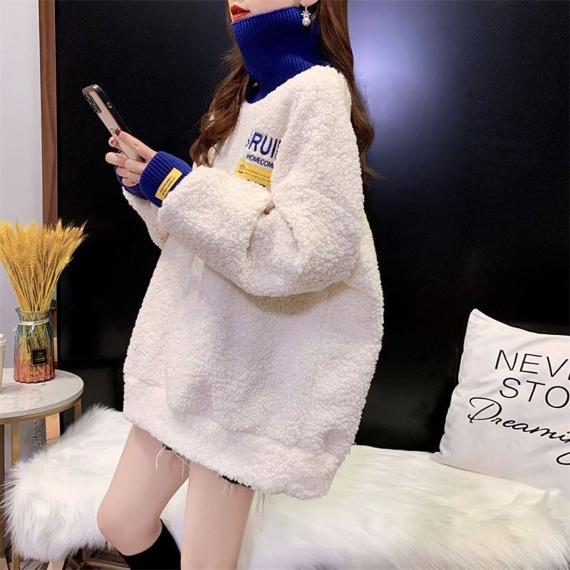 もこもこハイネックボアトレーナー全3色厚手スウェット<F-4394>