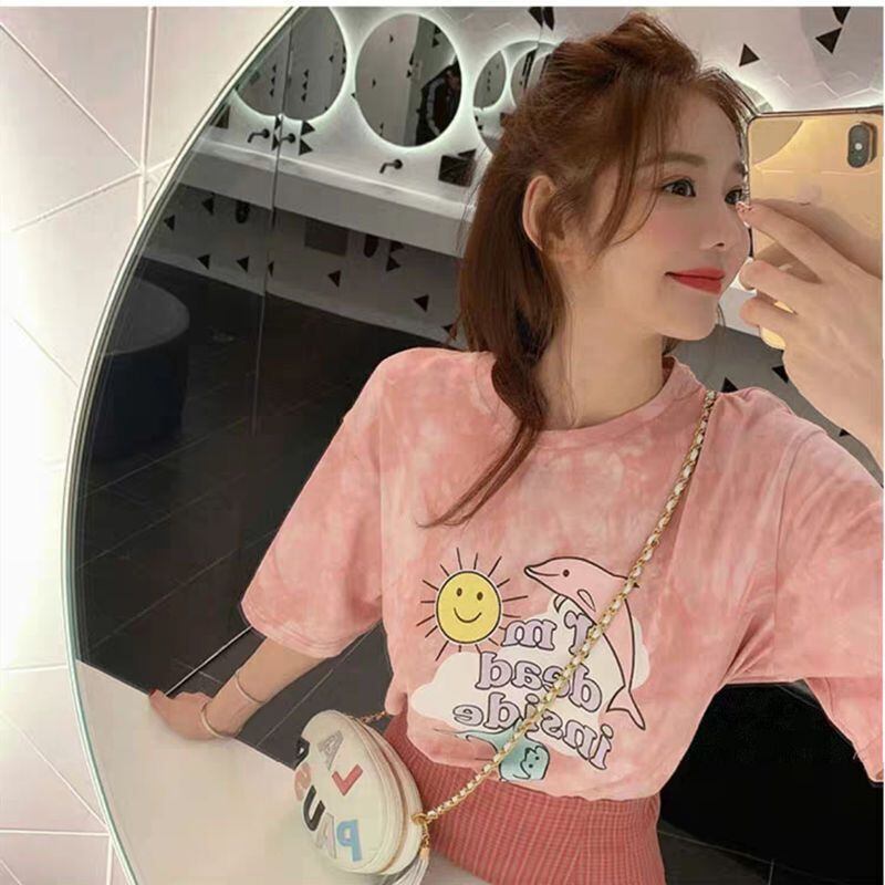 絶対欲しい キュート 話題沸騰中 絞り染め プリント 全2色 半袖TシャツF-8759
