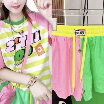 大人可愛い カジュアル 夏に嬉しい機能付き 半袖Ｔシャツⅹパンツセット全4色<F-11388>