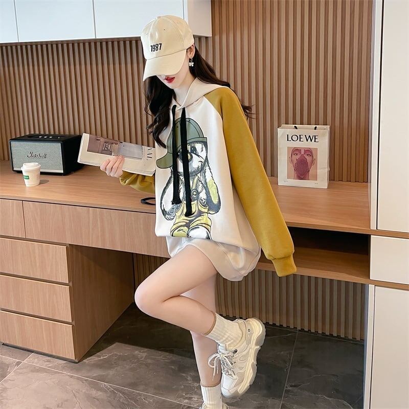 韓国系グラフィックプリントパーカー二色あり＜F-4083＞