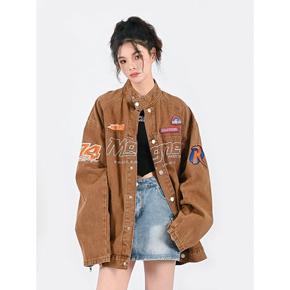 超人気   英字ロゴ 全2色ゆったりコート<F-4799>