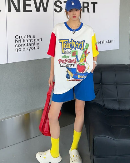 【半額！期間限定！！】カジュアル ルーズ キュート Tシャツ<F-6611>