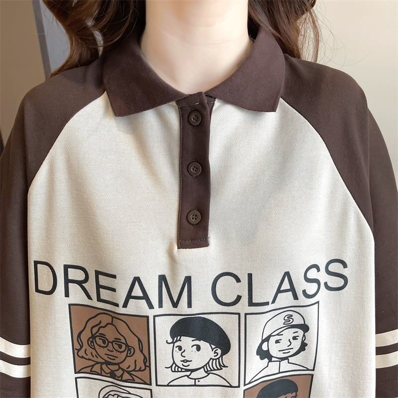 早い者勝ち   POLOネック ロング ラグランTシャツ ゆったりワンピース＜F-4027＞