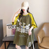 キュートなウサギのカラーブロック半袖Tシャツ<F-2989>