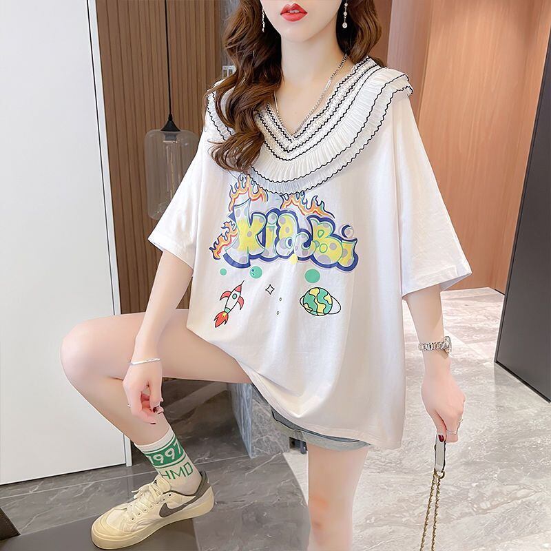 【半額！期間限定！！】オシャレ度満点 キュート 着心地抜群 プリント 全3色 Tシャツ カットソー＜F-8536＞