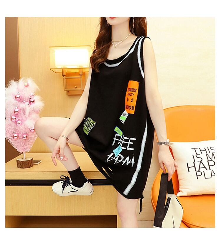 今季マストバイ ダメージ加工 デザイン性抜群 プリント全2色 ノースリーブ Tシャツ カットソー＜F-9141＞