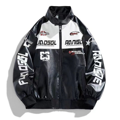 カジュアル 2色選択 切り替え 厚みパッド入り レザー男女兼用 ジャケット F-10494