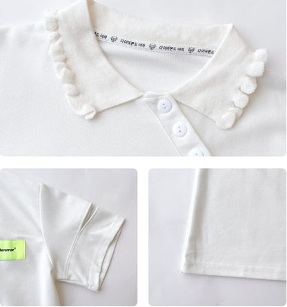 夏新作 アルファベットプリント POLOネック ロング Tシャツ ゆったりワンピース ＜F-3038＞