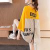 大好評   ストライプ柄 ロング Tシャツ 三色 ゆったりワンピース ＜F-4012＞