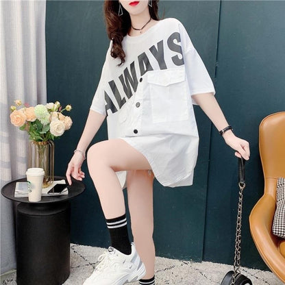 合わせやすい   デザイン感 Tシャツ カットソー＜F-3637＞