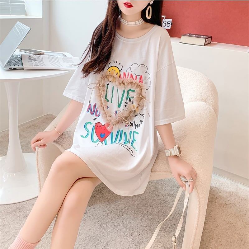 デザイン感   チャーミング Tシャツ カットソー＜F-3529＞