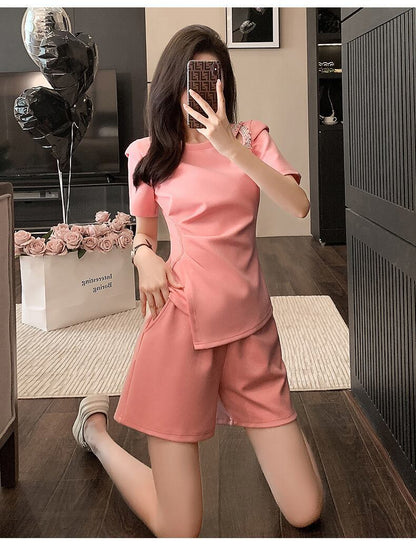 今季マストバイ 個性派 ファッション 半袖Ｔシャツⅹパンツセット<F-11568>
