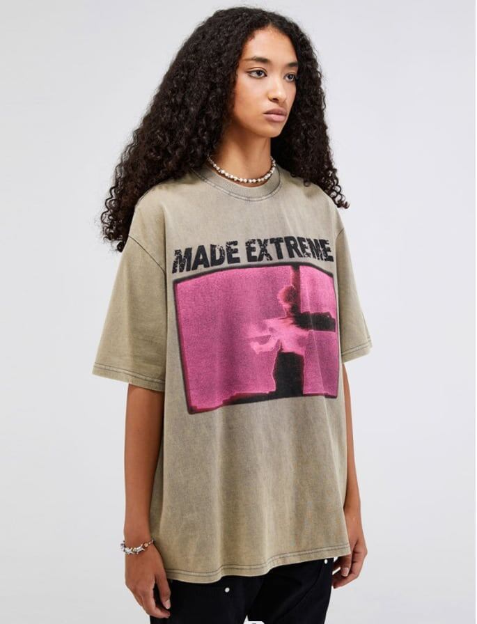 アメリカのストリートタイドブランド   レトロロックプリント半袖Tシャツ<F-2892>