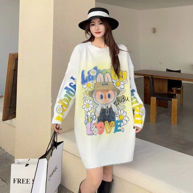 大人可愛い プラスベルベット デザイン性抜群 ニットF-10306