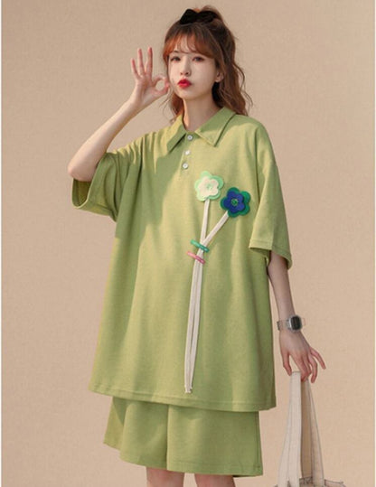 期間限定 ゆったり感アップ ファッション Tシャツ＋ショートパンツ セットアップ＜F-8679＞