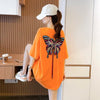 最新デザインセンス刺繍純綿ルーズ半袖Tシャツ<F-2949>