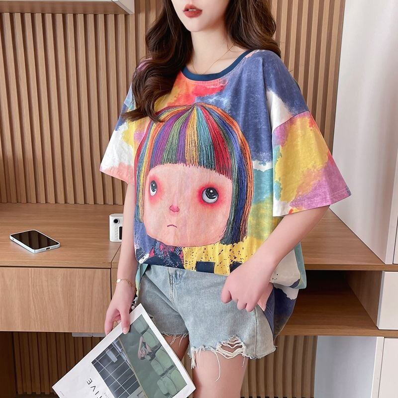 売り切れ必至 絞り染め ファッション プリント 半袖 Tシャツ＜F-8412＞