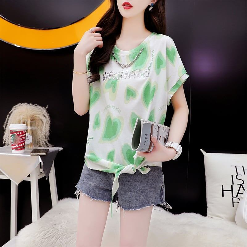 ゆったり感アップ 3色選択可 オシャレ度満点 プリント Tシャツ カットソー＜F-3100＞