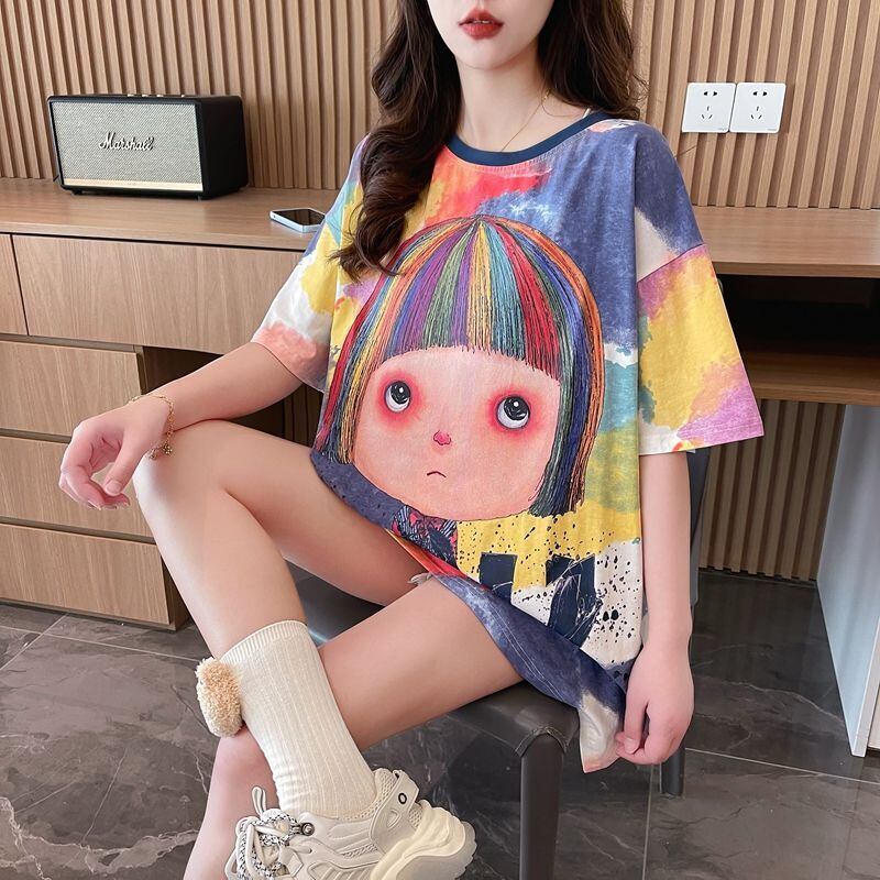 売り切れ必至 絞り染め ファッション プリント 半袖 Tシャツ＜F-8412＞