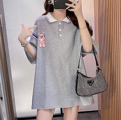 超人気 カジュアル 着回し力抜群 切り替え レース プリント全2色 半袖TシャツF-9039