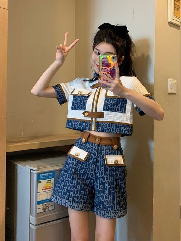 おすすめ おすすめ 話題沸騰中 上質 カジュアル 切り替え 半袖Ｔシャツ ショートパンツ セットアップ <F-11169>